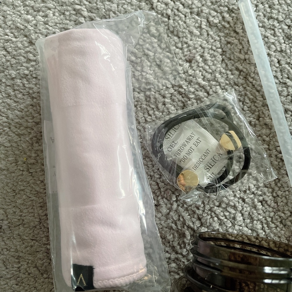Victoria’s Secret water bottle with sweat towel and 2 hair bands